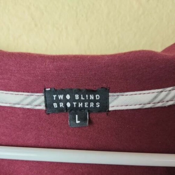 TWO BLIND BROTHERS Men's Short Sleeves Polo Shirt Size L Burgundy. - Picture 2 of 10